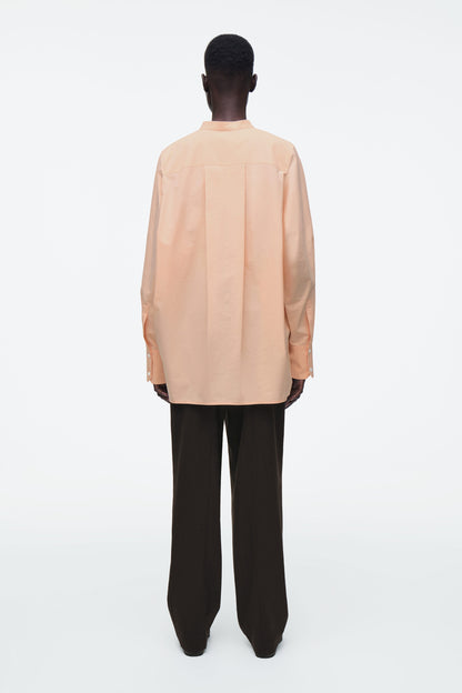 Collarless half-placket shirt