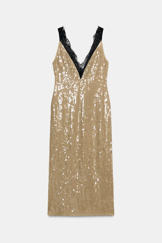 Zw Collection Sequin Lace Dress