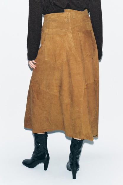 ZW Collection limited edition 100% suede leather skirt