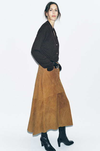 ZW Collection limited edition 100% suede leather skirt