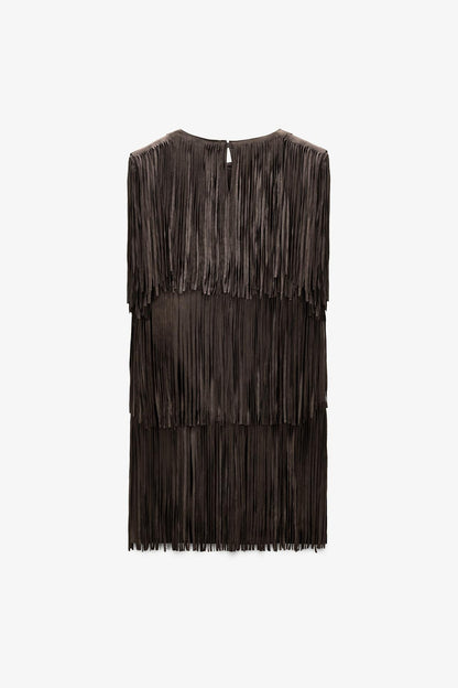 Limited Edition Suede Leather Fringe Dress