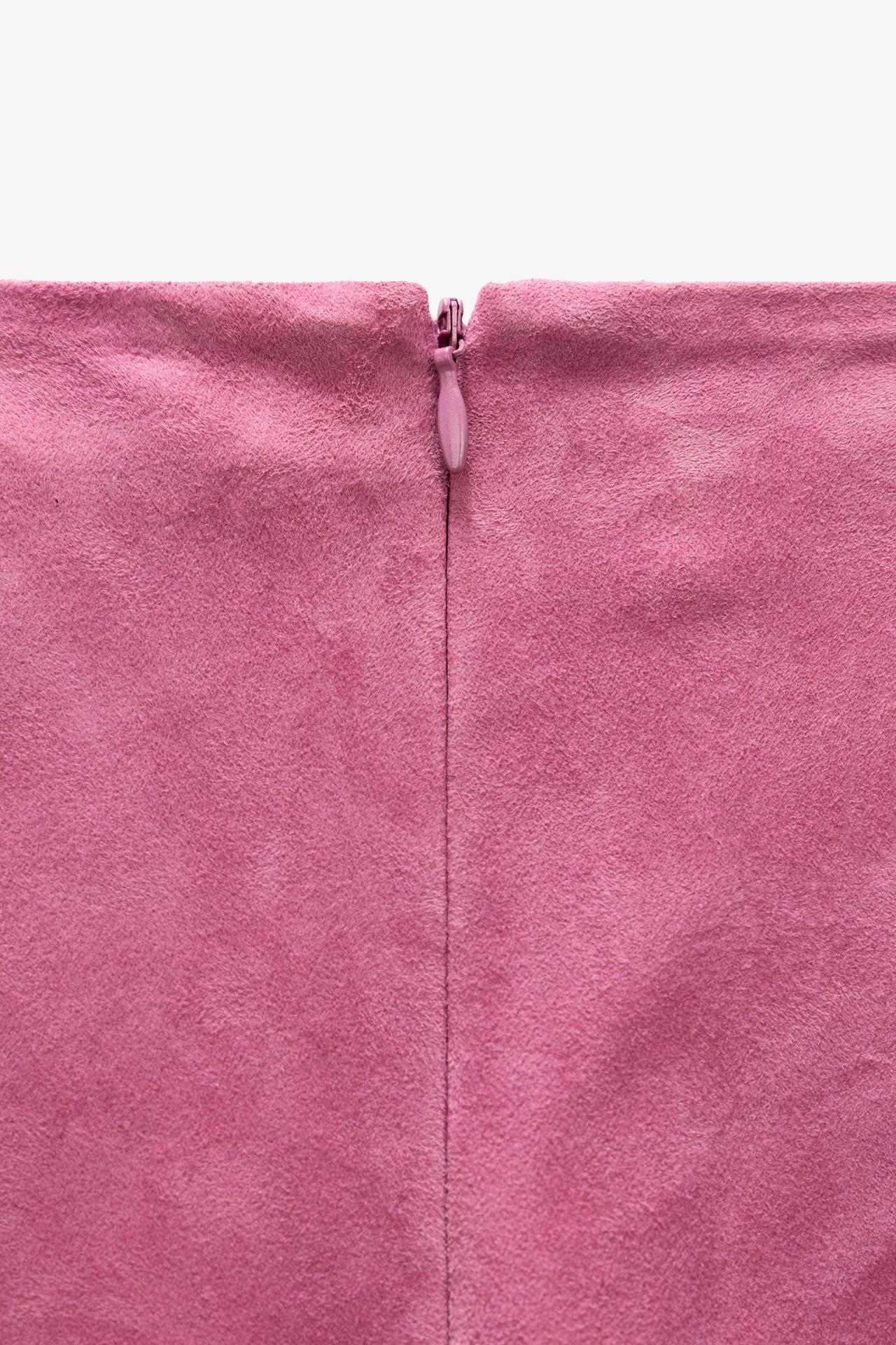 Limited Edition Asymmetric Suede Leather Midi Skirt