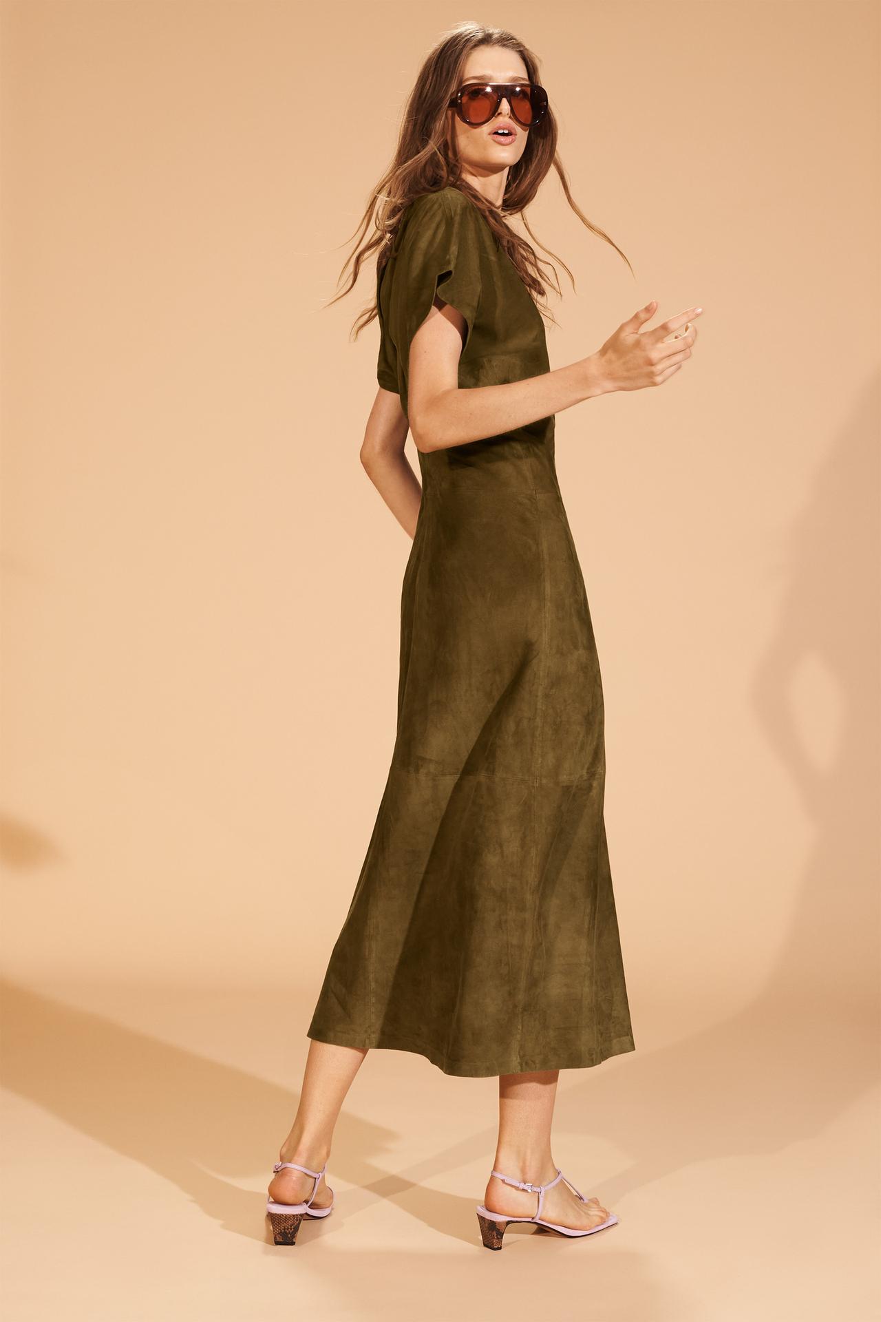 Limited Edition Draped Suede Leather Dress