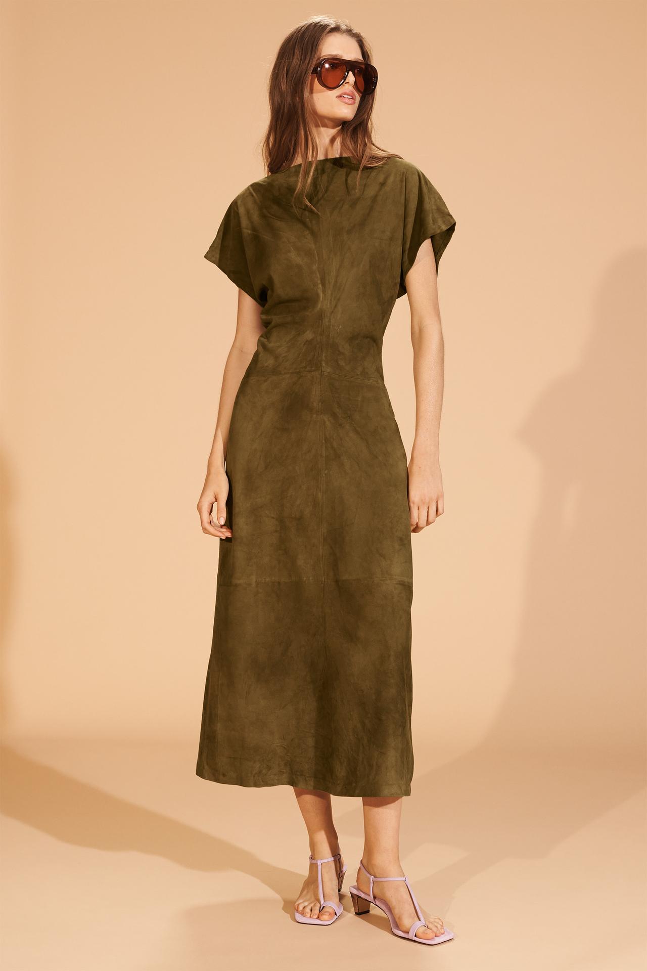 Limited Edition Draped Suede Leather Dress