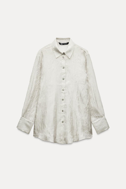 Creased-Effect Organza Shirt