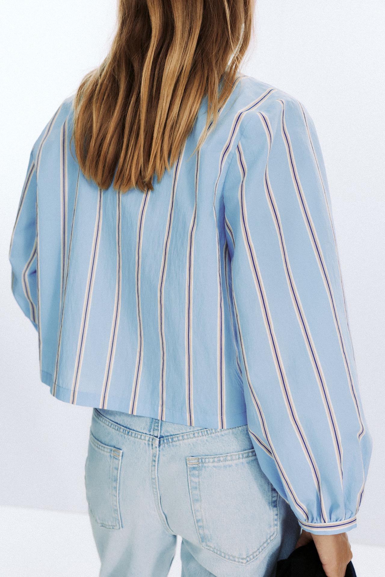 Striped Poplin Shirt with Ties
