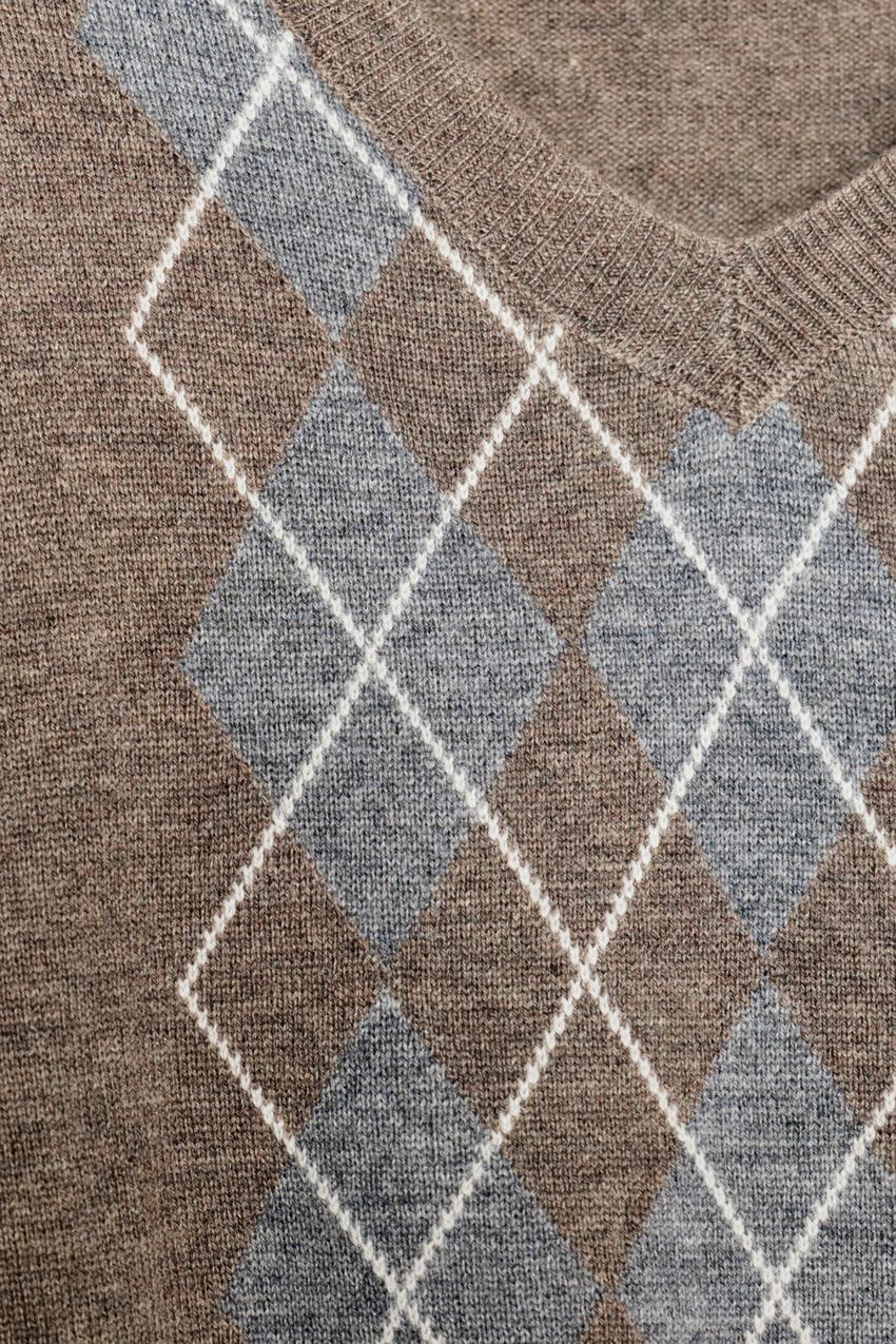 Diamond-Pattern Wool Sweater