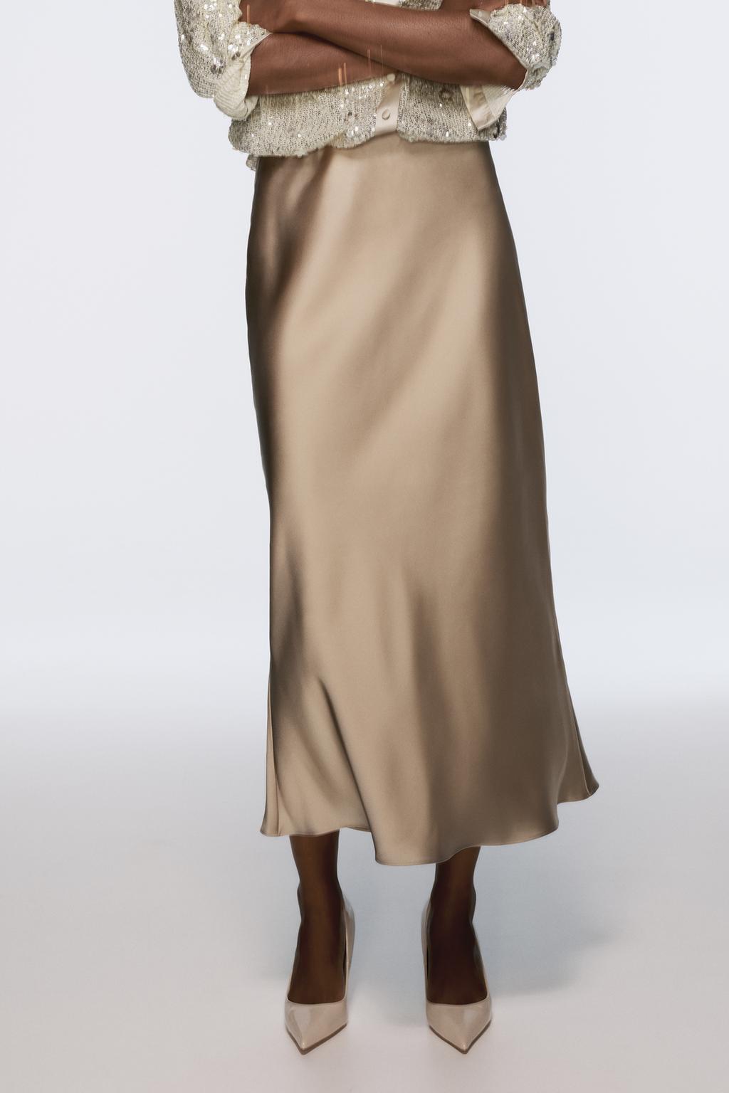 Satin midi skirt