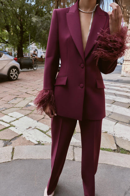 Feather Cuff Blazer