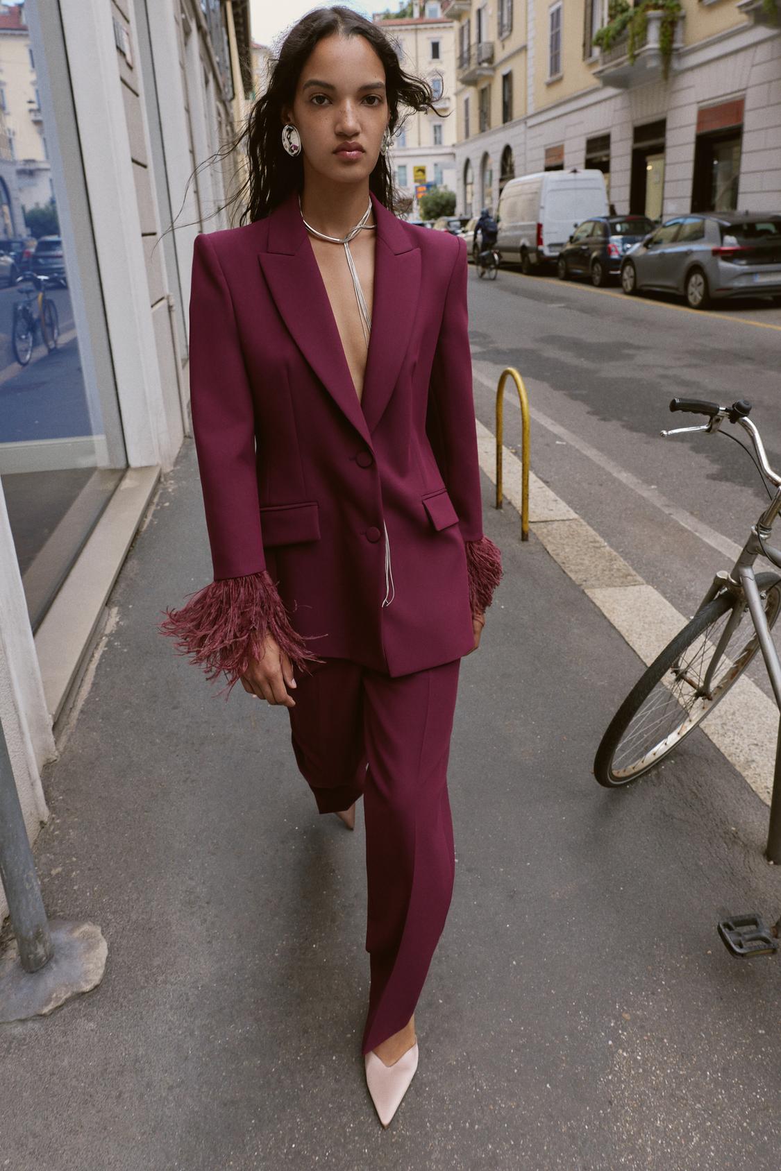Feather Cuff Blazer
