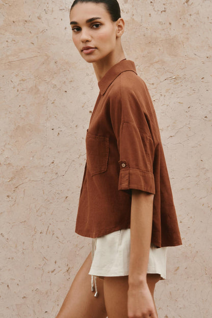 Linen Blend Boxer Bermuda Shorts