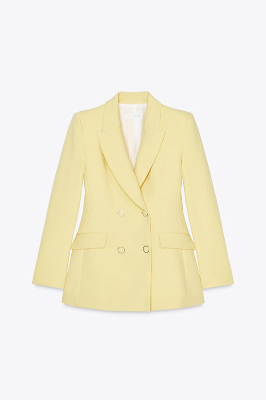 Double-Breasted Blazer with Elbow Patches