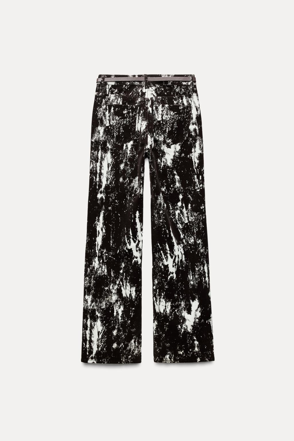 Z1975 high-waist flocked animal print belted jeans