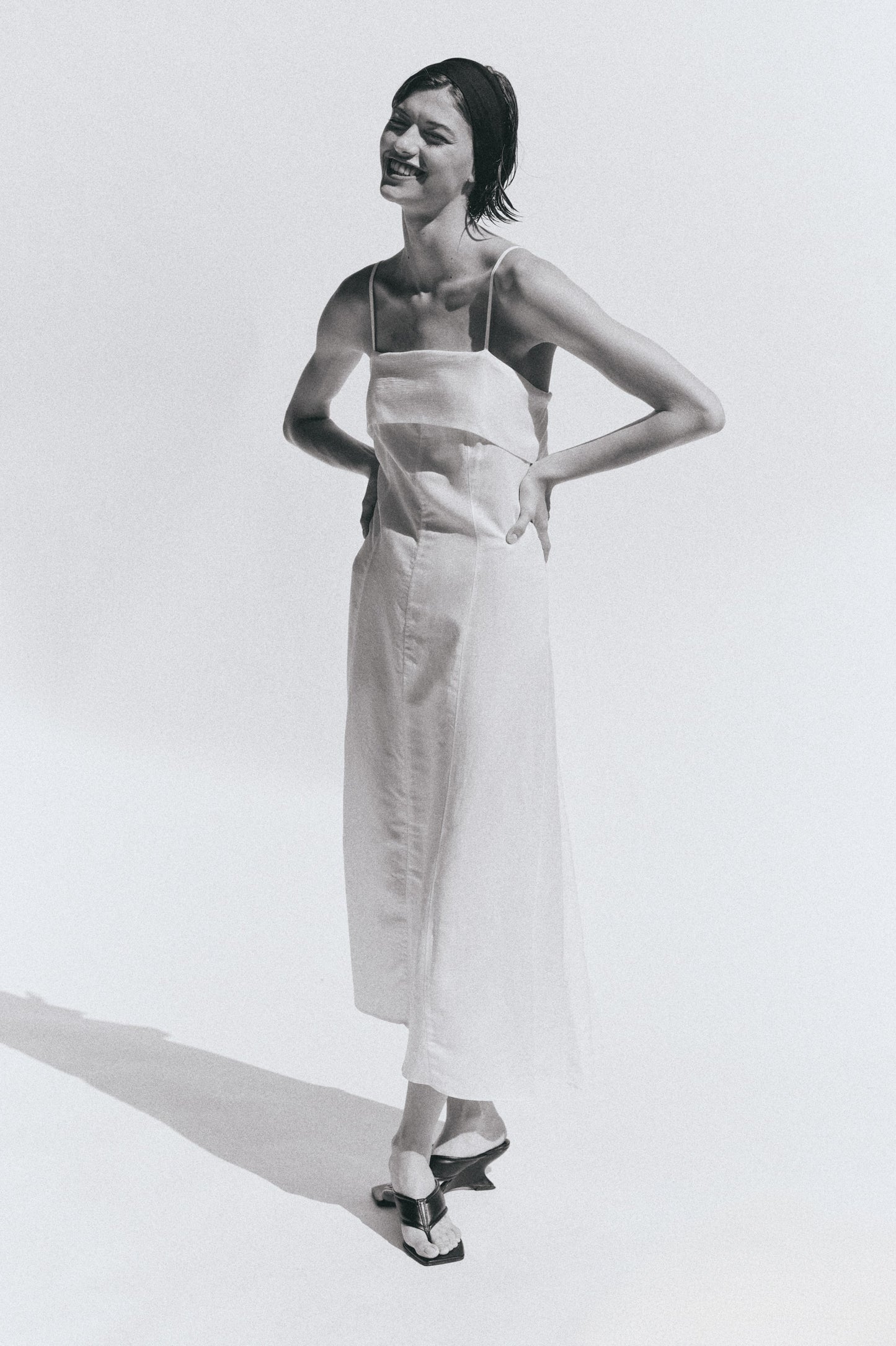 Linen-blend strappy dress