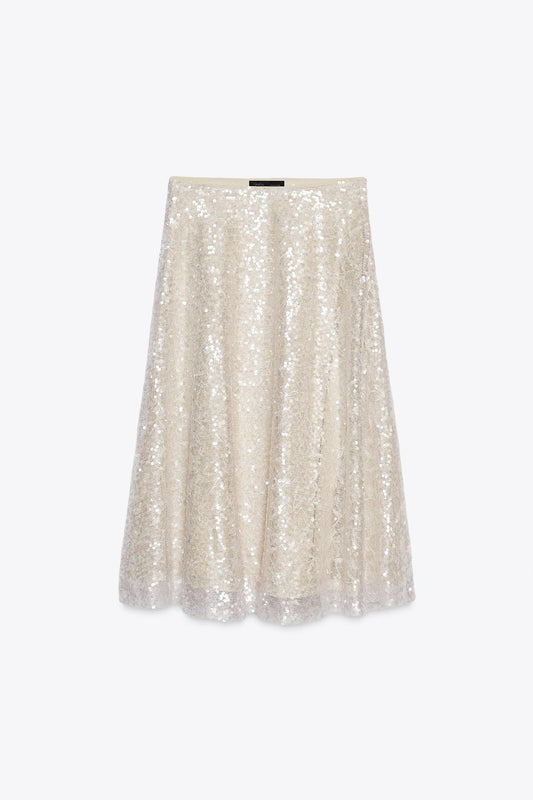 Sequinned Knit Midi Skirt