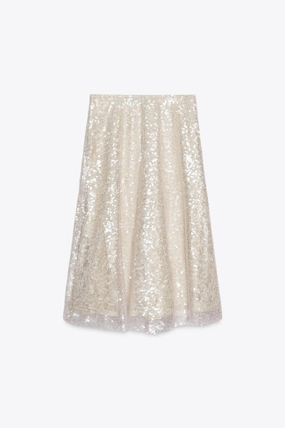 Sequinned Knit Midi Skirt