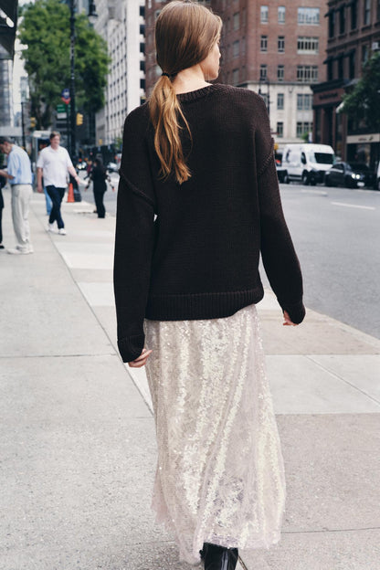 Sequinned Knit Midi Skirt