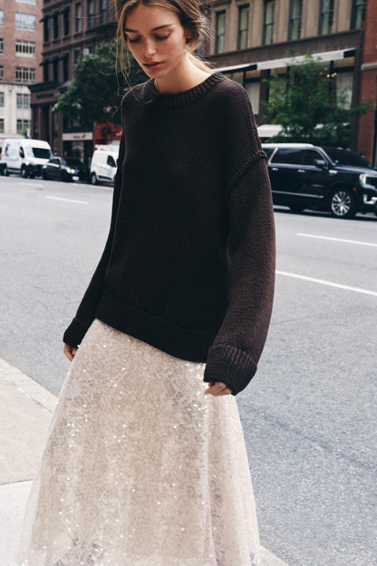 Sequinned Knit Midi Skirt