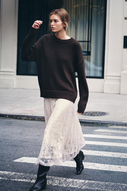 Sequinned Knit Midi Skirt