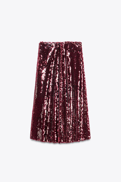 Sequinned midi skirt