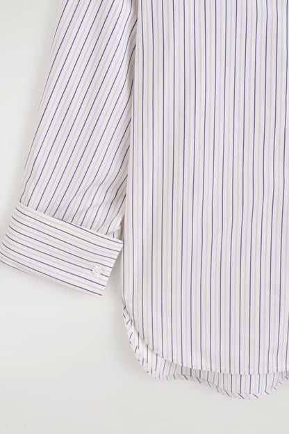 Cutaway-Collar Striped Cotton-Blend Shirt