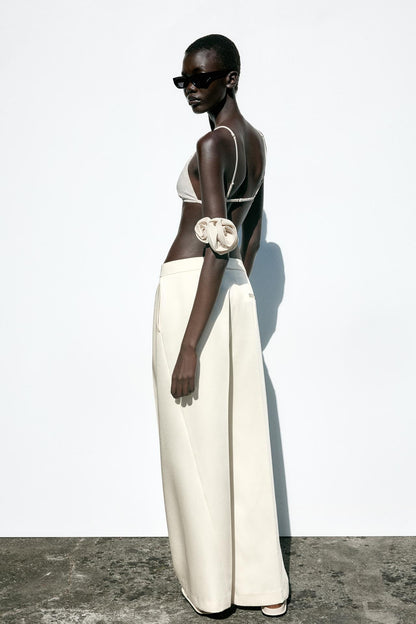 Wide-Leg Satin Trousers