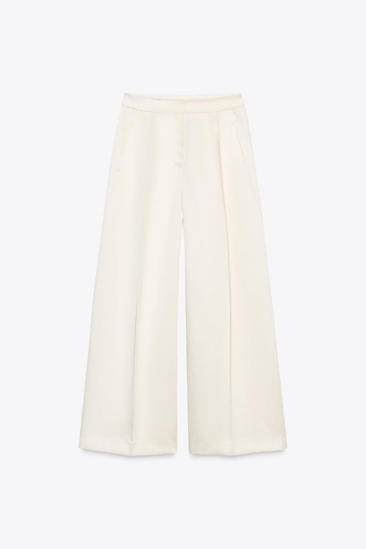 Wide-Leg Satin Trousers