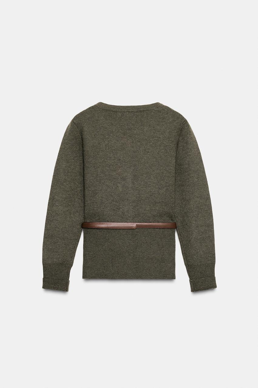 Diamond Knit Cardigan With Belt