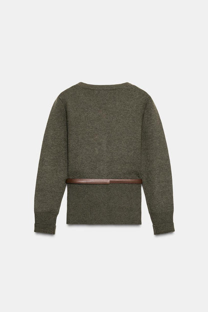 Diamond Knit Cardigan With Belt
