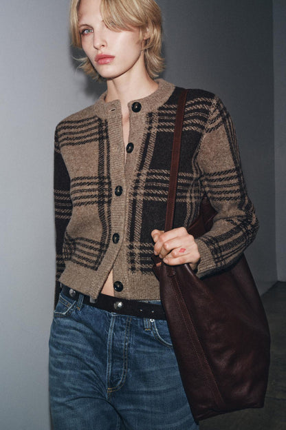 Check Knit Cardigan