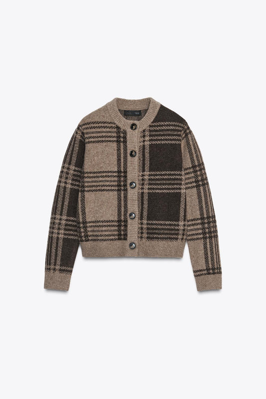 Check Knit Cardigan