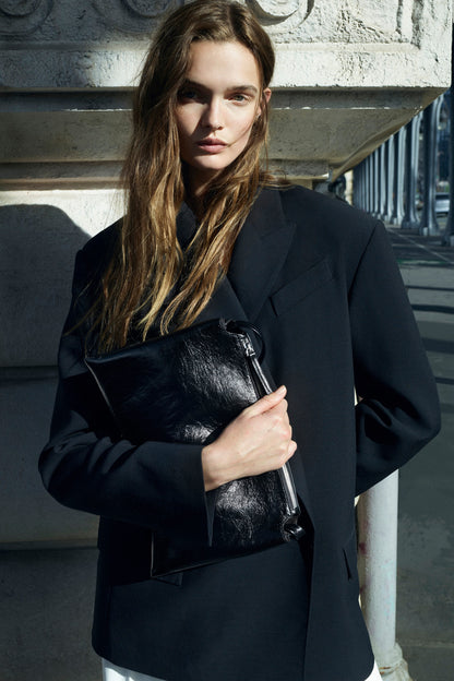 Contrast-Lined Double-Breasted Blazer