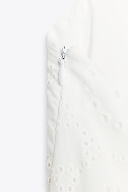 White Broderie Anglaise Halterneck Dress