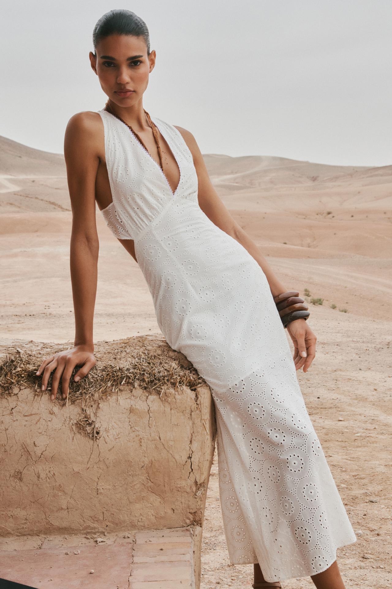 White Broderie Anglaise Halterneck Dress
