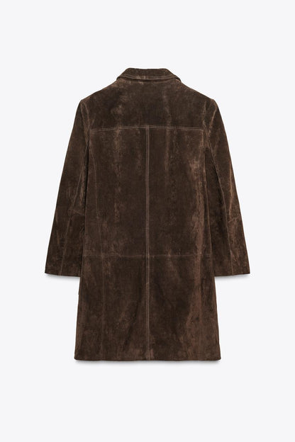 100% Suede Leather Coat – ZW Collection Limited Edition