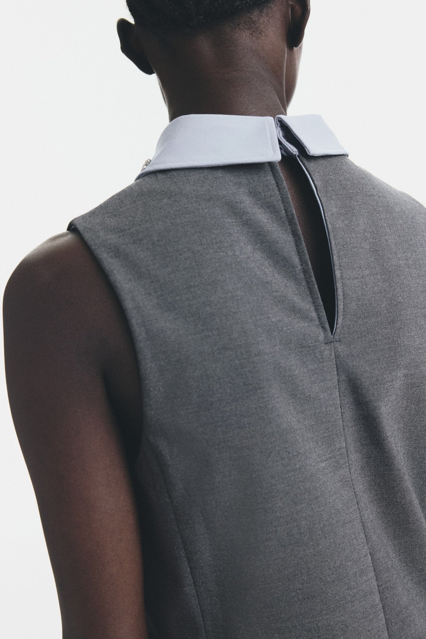 Embellished-collar A-line dress