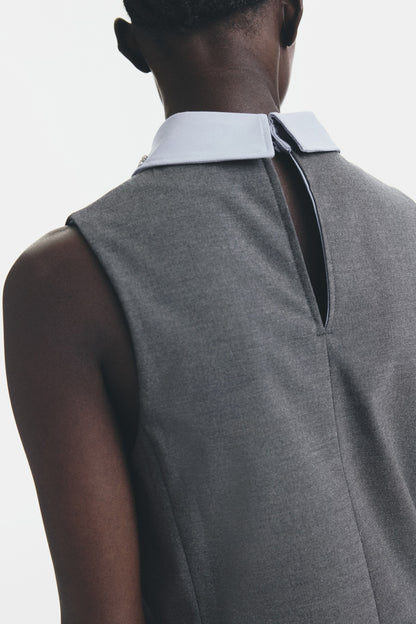 Embellished-collar A-line dress