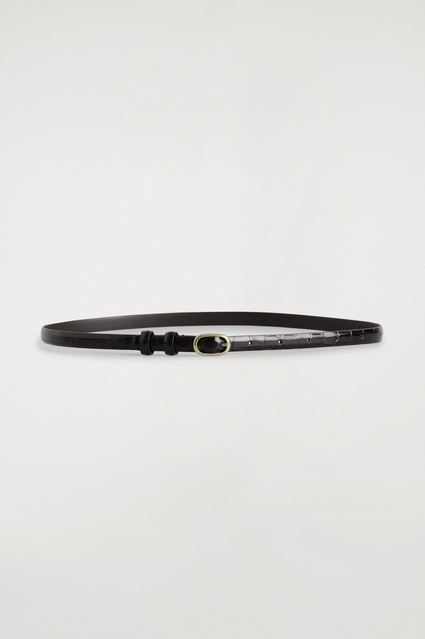 Slim Crock-Effect Leather Belt
