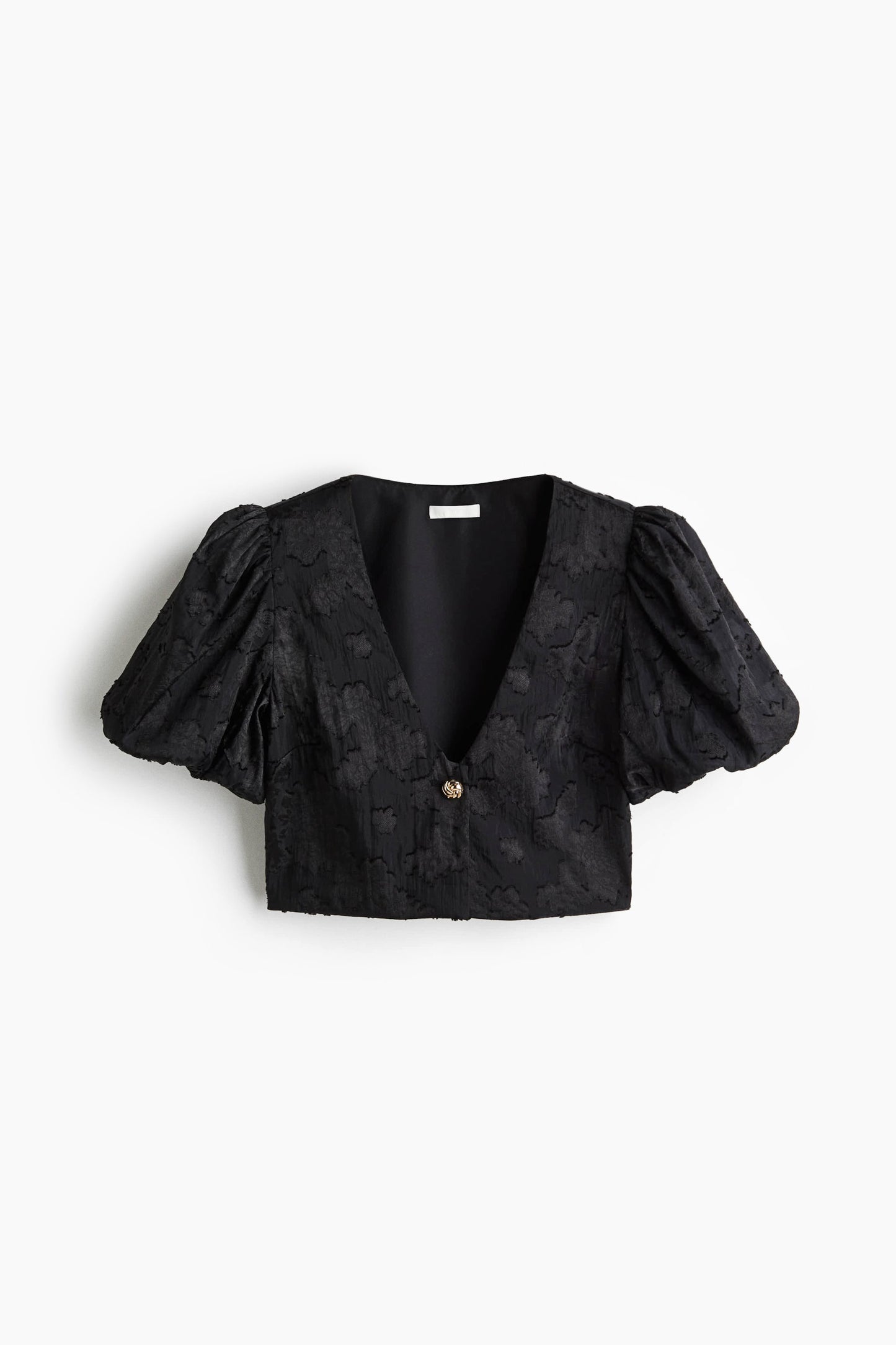 Cropped jacquard-weave blouse