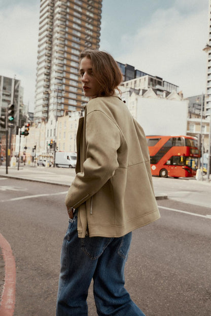 Faux Suede Biker Jacket