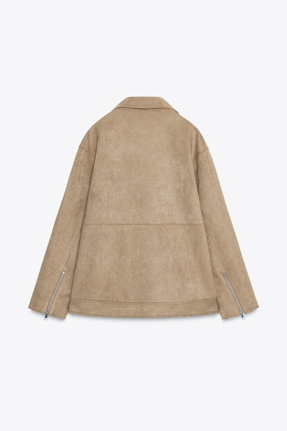 Faux Suede Biker Jacket