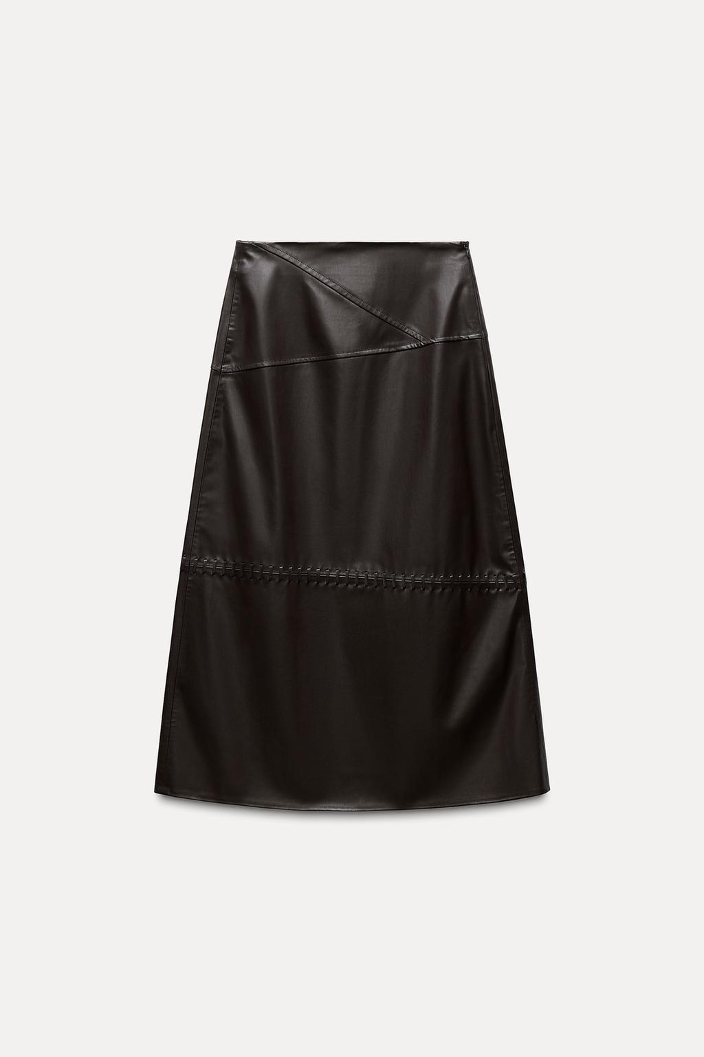 Faux leather midi skirt