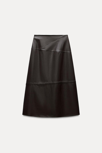 Faux leather midi skirt