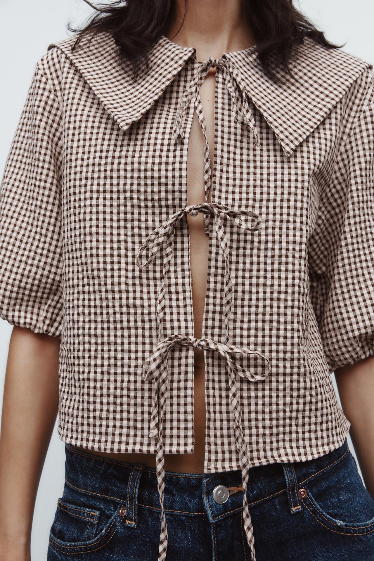 Gingham shirt with Peter Pan collar