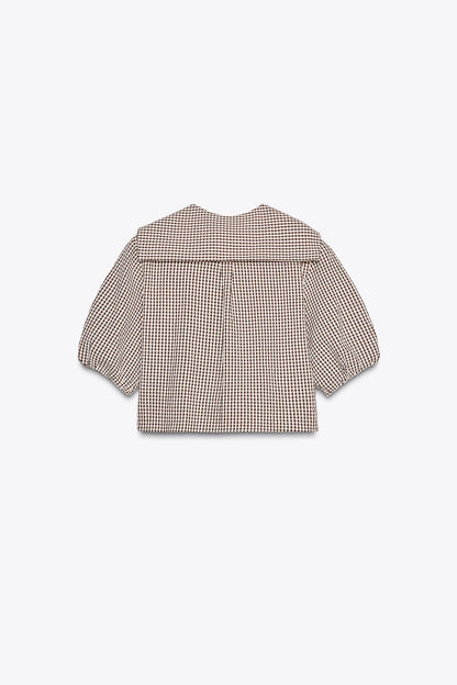 Gingham shirt with Peter Pan collar