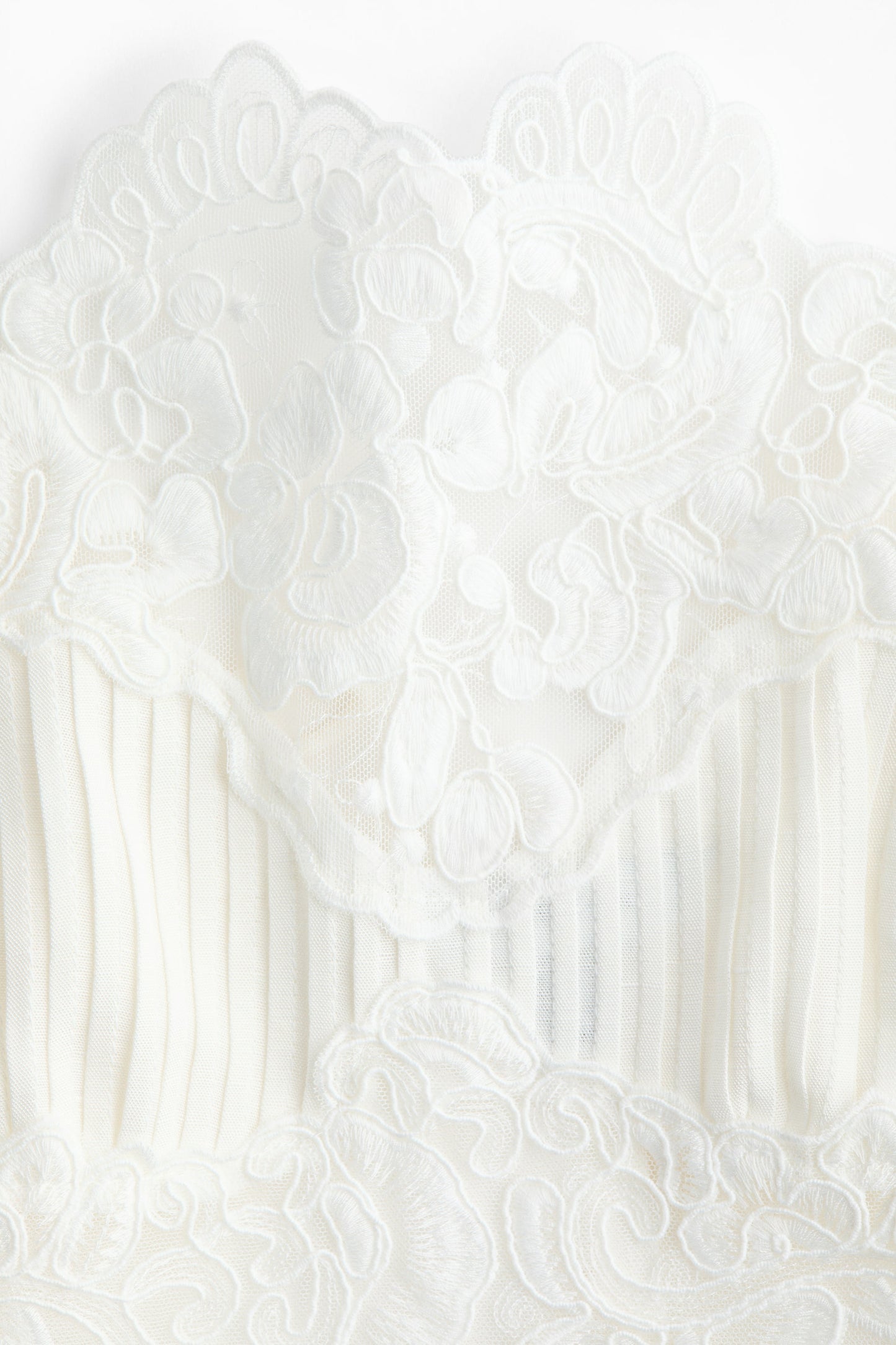 Women's White Linen-blend lace-detail top