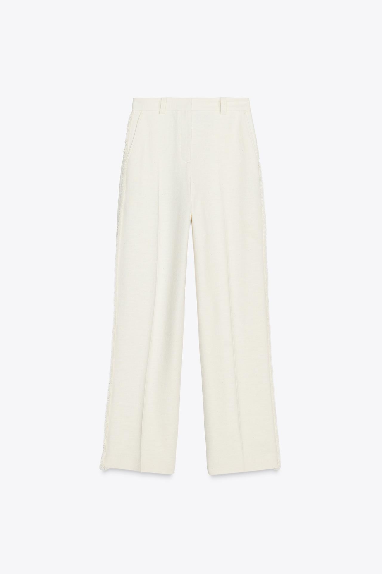 Straight-fit trousers with frayed side taping