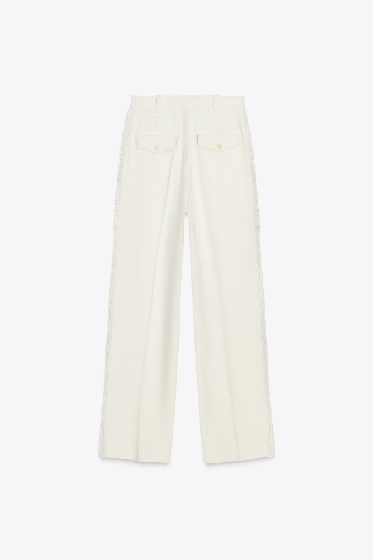 Straight-fit trousers with frayed side taping