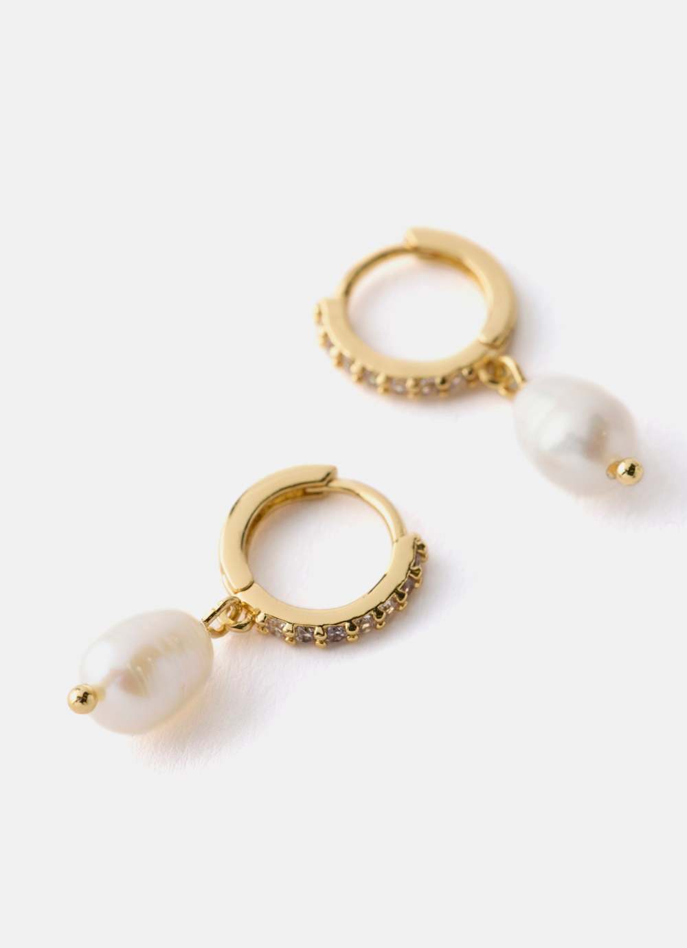 Gold Plated Pearl Hoop Earrings