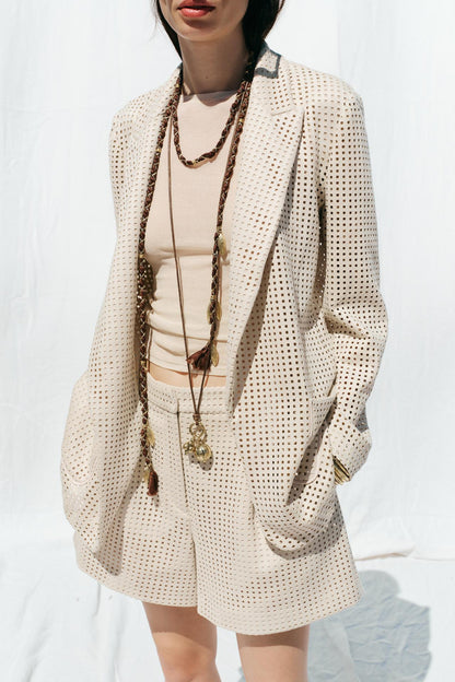 Faux Suede Cut-Out Blazer